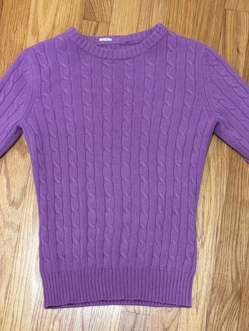 Cashmere Women's Cable Knit Long Sleeve Crewneck Sweater Size S